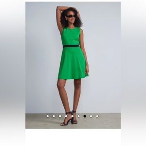 New York & Company Green Sleeveless Dress with Side Pockets Size Large